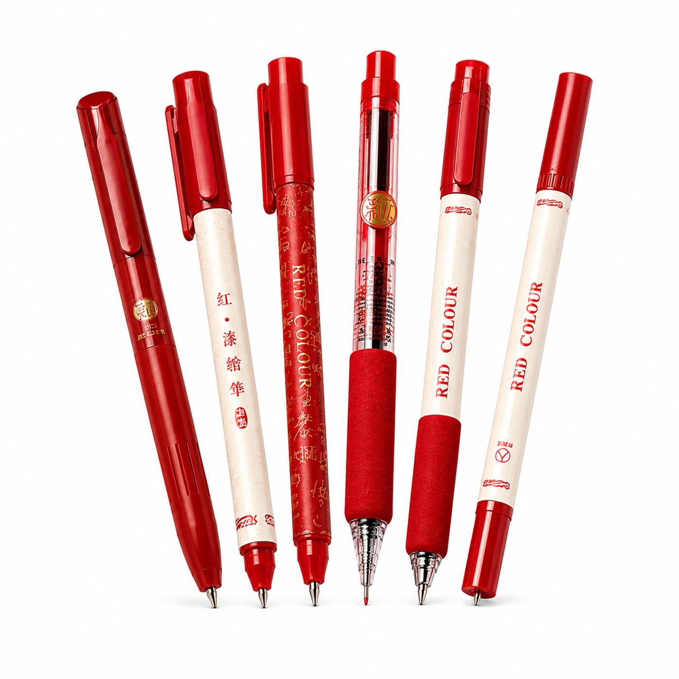Red Colour Gel Pen Set - 6 Pcs