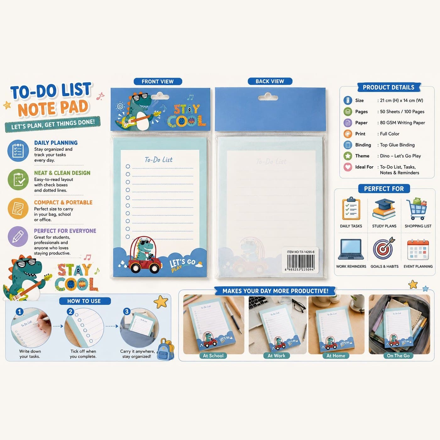 To-Do List Note Pad - Dino