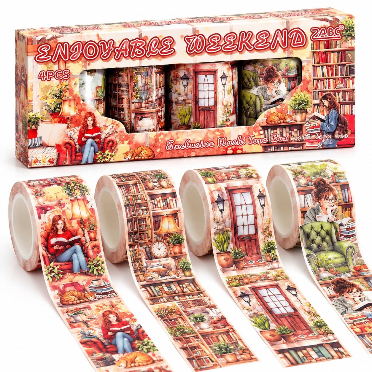 Enjoyable Weekend Washi Tape Set, 4 Rolls