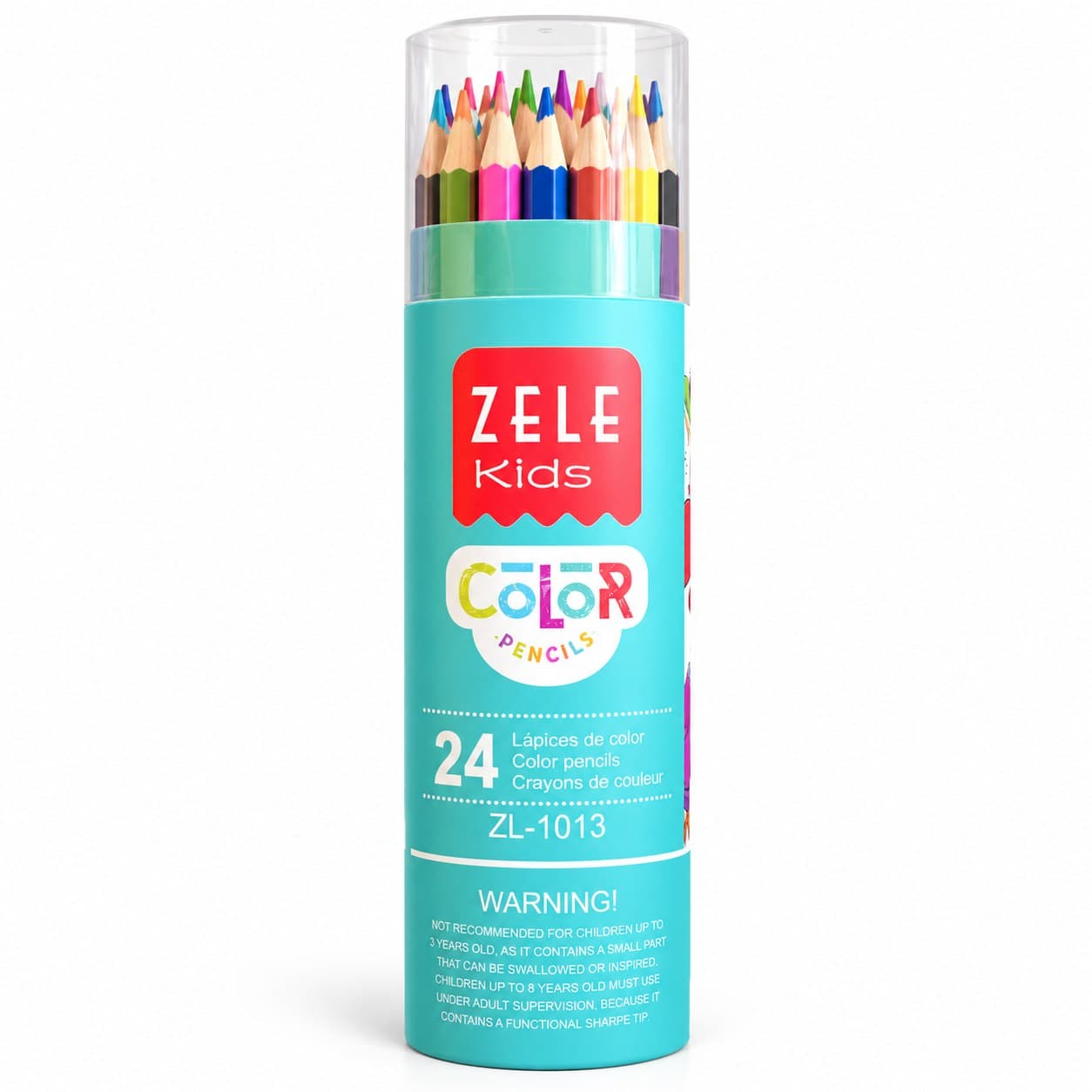 ZELE Kids Colour Pencils, 24 Shades in a Tube