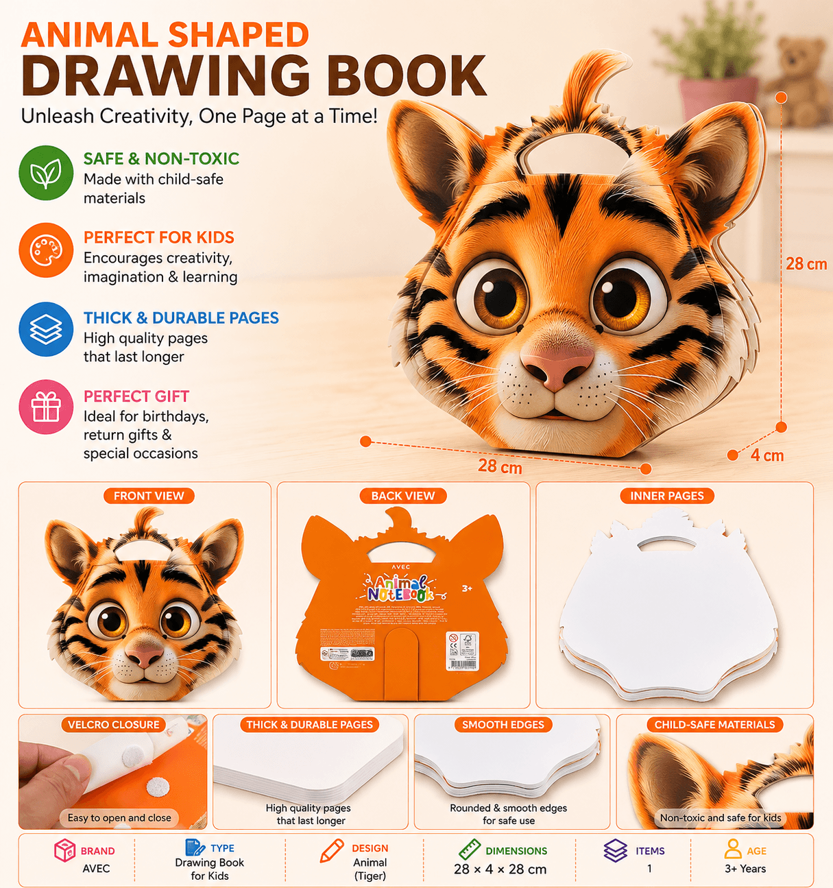 Animal Notebook — Tiger Carry-Along Sketchbook