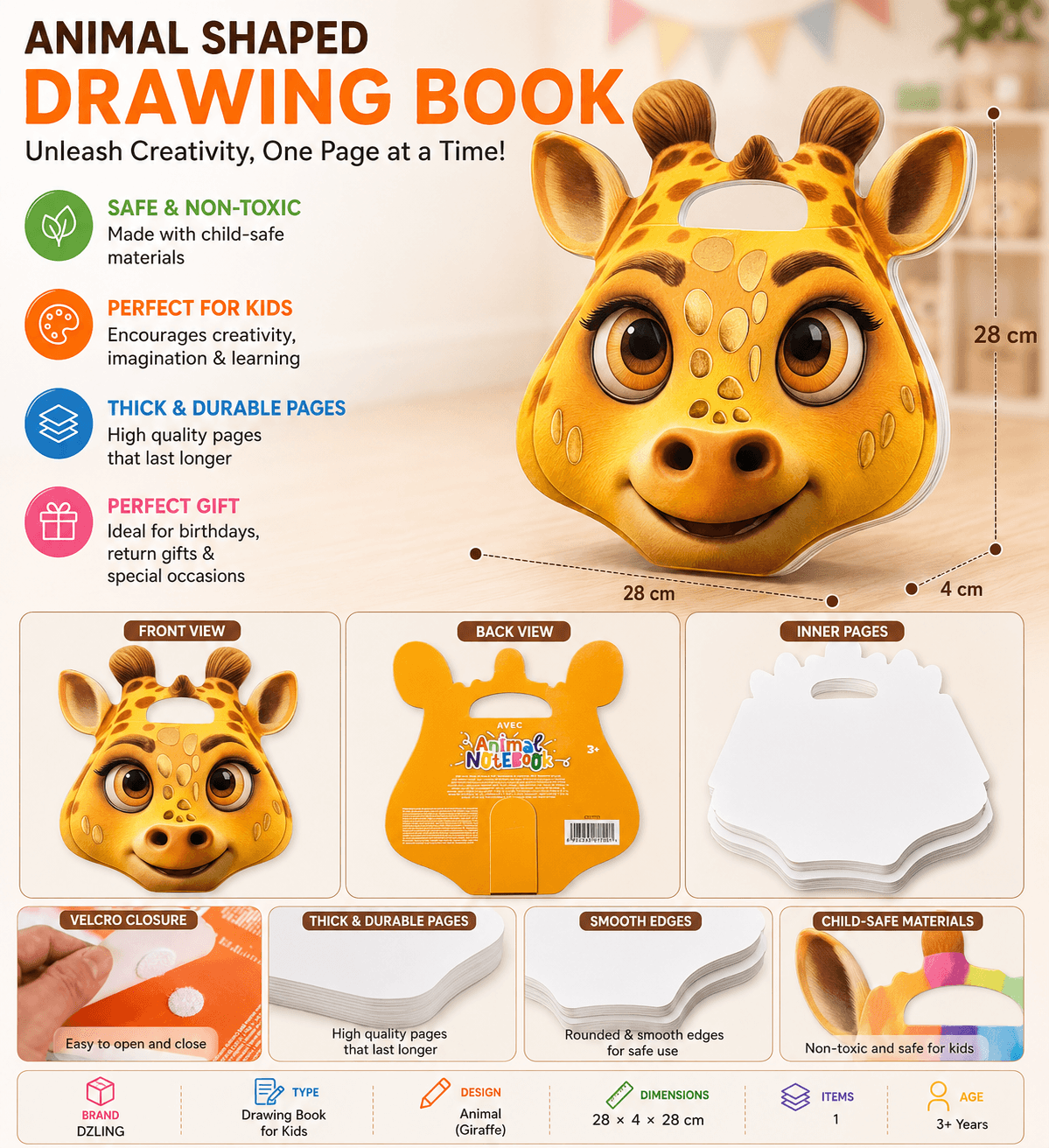 Animal Notebook — Giraffe Carry-Along Sketchbook