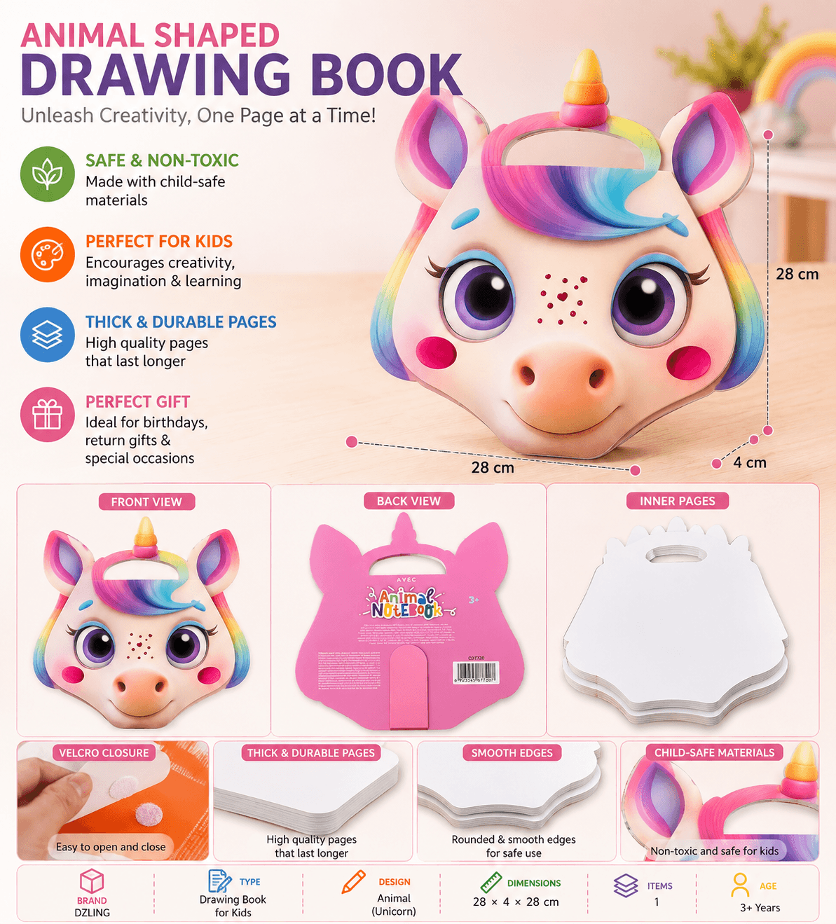 Animal Notebook — Unicorn Carry-Along Sketchbook
