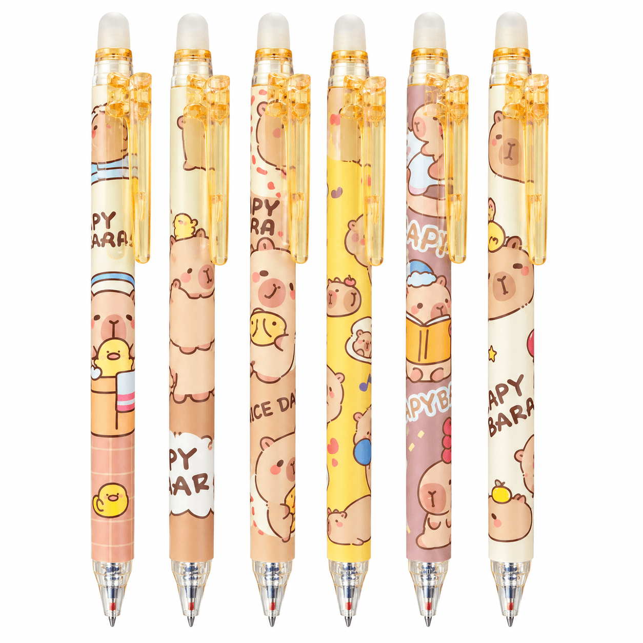 Capybara Erasable Gel Pens (6-pc Set)